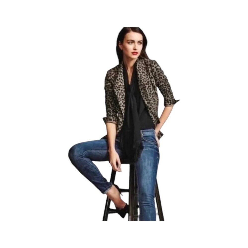 CAbi Jungle Cat Crisscross Back, Stretch Single Button Blazer. Women’s Size 12